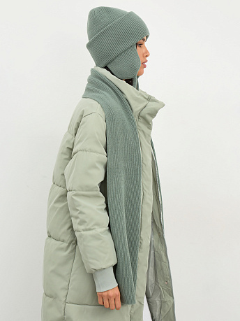 Комплект из шапки с ушками и шарфа из шерсти мериноса Айсберг