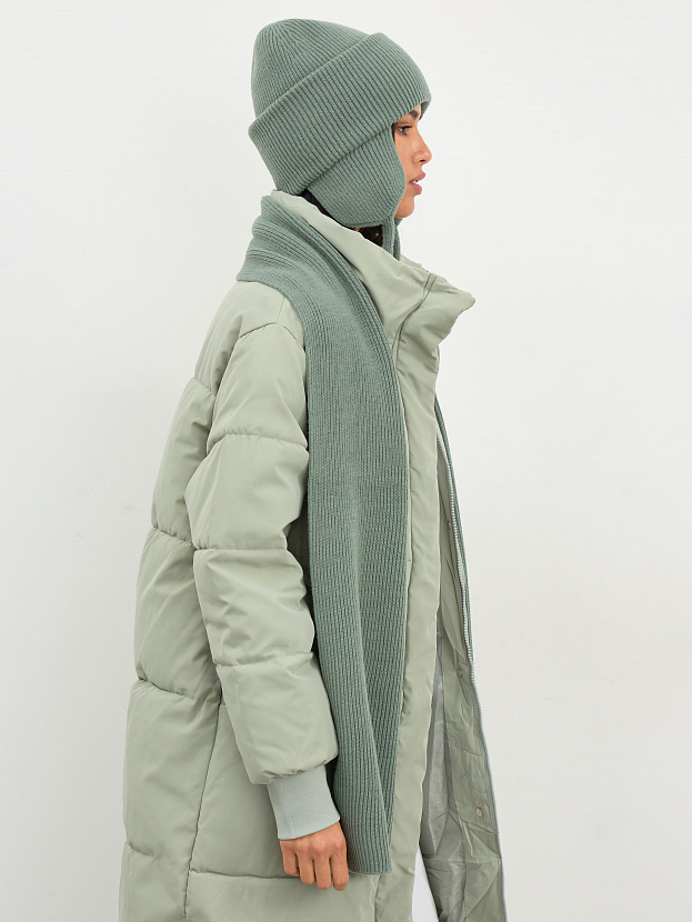 Айсберг комплект (шапка+ шарф) трикотажный (оливковый, 56-58)