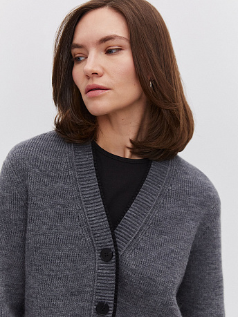Кардиган из шерсти мериноса и мохера Амега