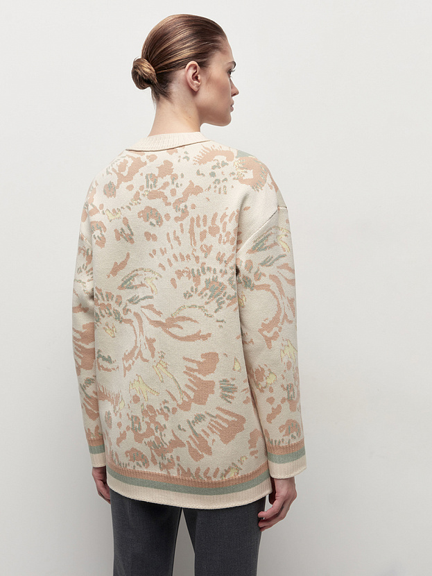 Гарда кардиган трикотажный (кремовый/св.зеленый, 44-46)