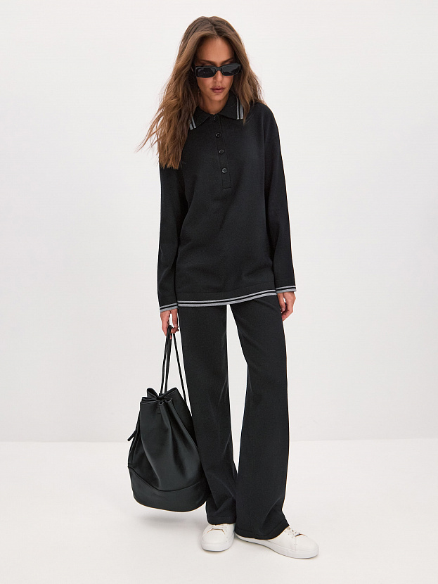 Скандинавия джемпер(поло) трикотажный (черный, 44-46)