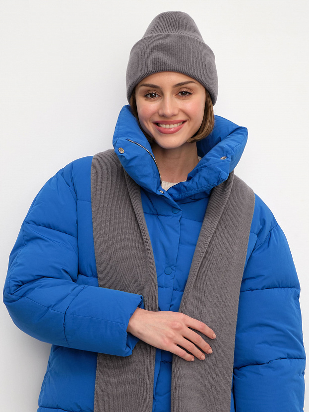 Квартет комплект (шапка+шарф) трикотажный (серо-фиолетовый, 56-58)