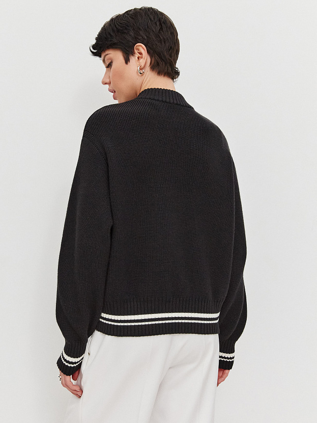 Эльба джемпер (бомбер) трикотажный (черный/белый, 44-46)