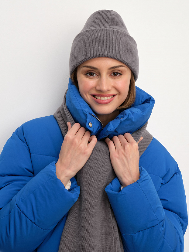 Квартет комплект (шапка+шарф) трикотажный (серо-фиолетовый, 56-58)