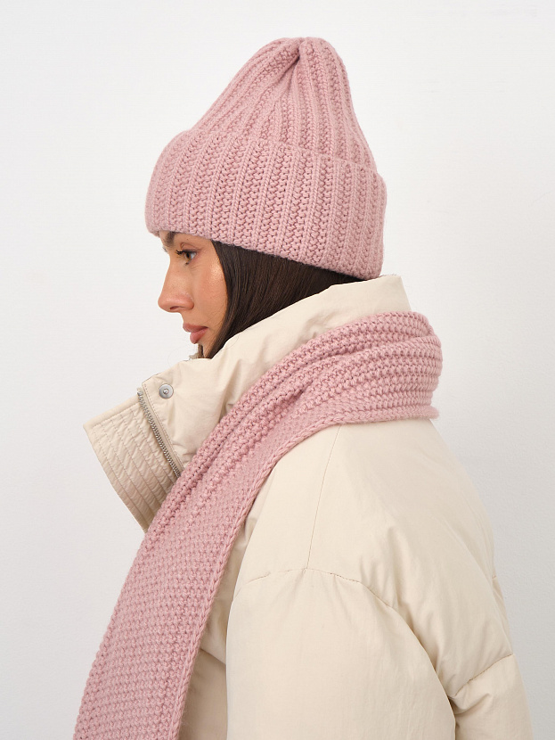 Черри комплект (шапка+ шарф) трикотажный (т.пудра, 56-58)