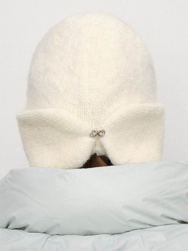 Стокгольм шапка-ушанка трикотажная (молочный/белый, 56-58)
