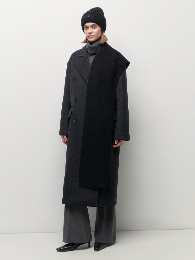 Спейс комплект (шапка+шарф) трикотажный (черный, 56-58)