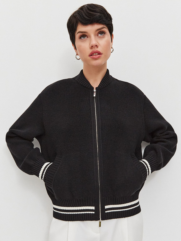 Эльба джемпер (бомбер) трикотажный (черный/белый, 44-46)