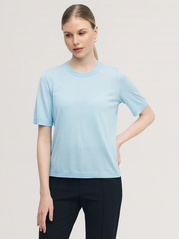 Адель джемпер (футболка) трикотажный (голубой, 44-46)