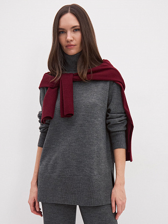 Джемпер из шерсти мериноса и вискозы с воротником Сатурн