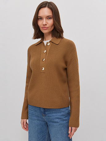 Джемпер поло из шерсти мериноса Крафт