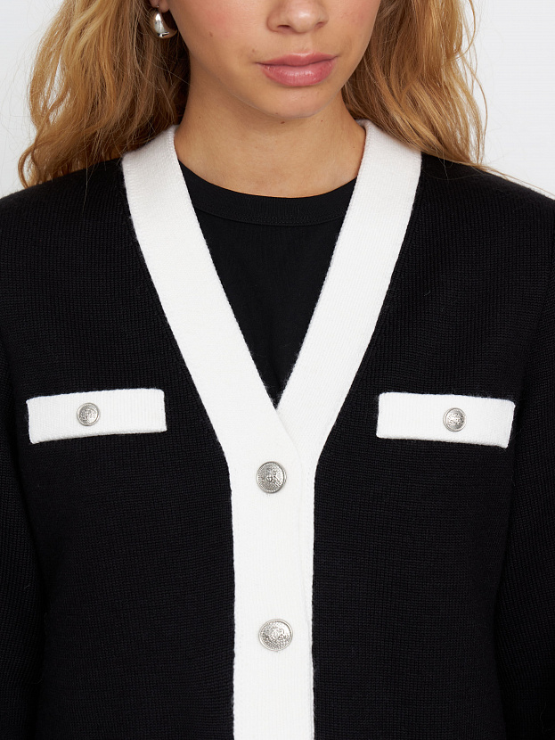 Гамма кардиган трикотажный (черный/белый, 44-46)