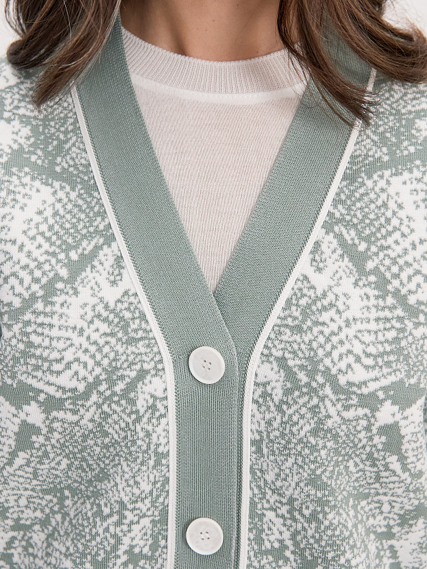 Сандро кардиган трикотажный (св.зеленый/белый, 44-46)