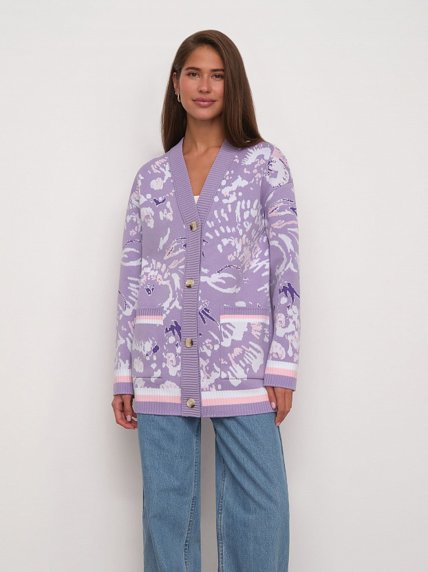 Гарда кардиган трикотажный (лаванда/белый, 44-46)