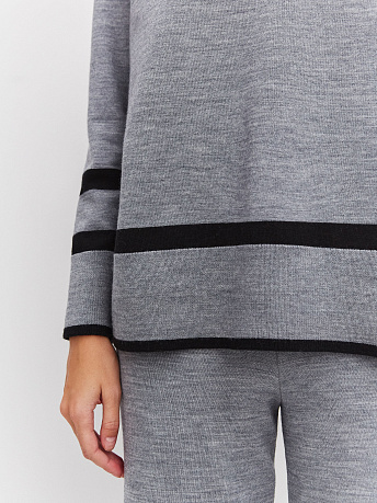 Джемпер из шерсти мериноса и вискозы с полосками Стрит