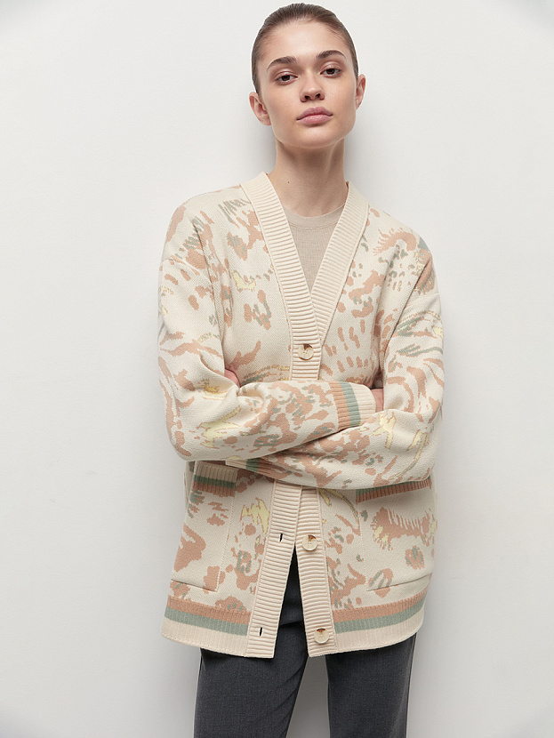 Гарда кардиган трикотажный (кремовый/св.зеленый, 44-46)