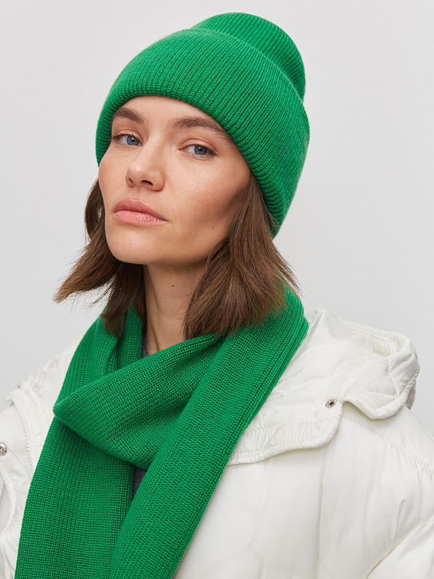 Ботаника комплект (шапка+шарф) трикотажный (ярко-зеленый, 56-58)