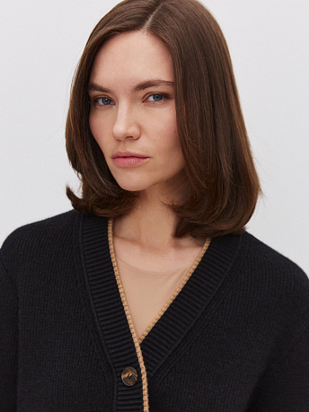 Кардиган из шерсти мериноса и мохера Амега