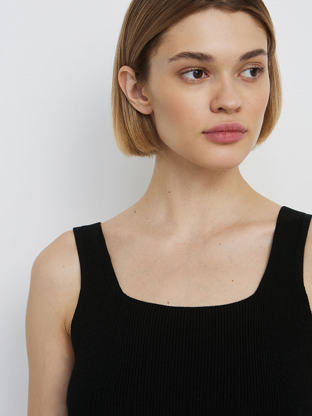 Каре платье трикотажное (черный, M (46))