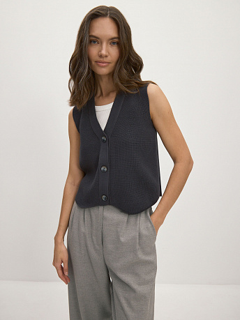 Однобортный жилет с хлопком и вискозой Вита