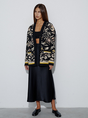 Кардиган из шерсти мериноса с авторским принтом Горизонт