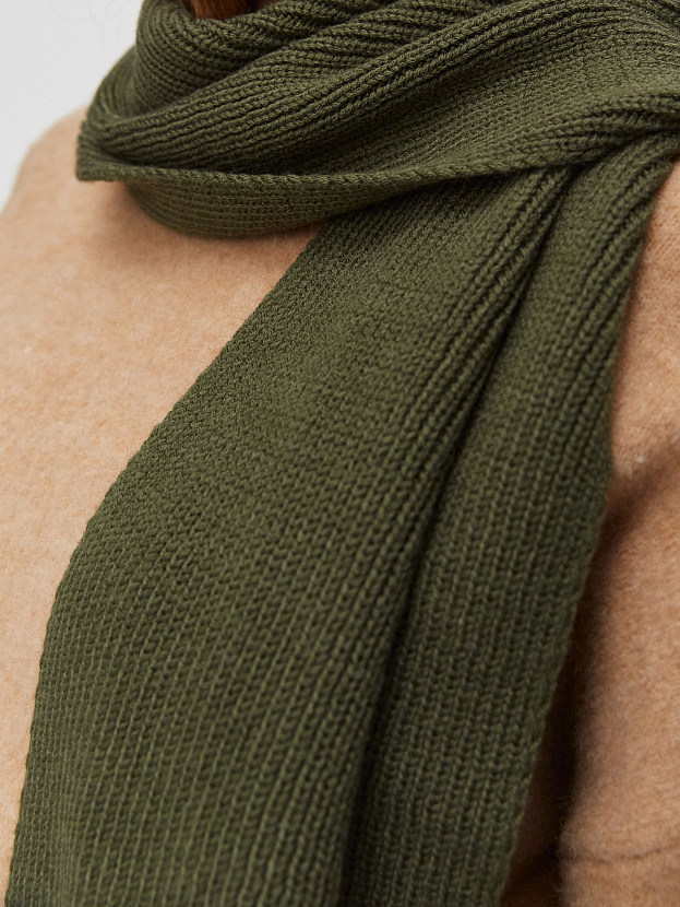 Ботаника комплект (шапка+шарф) трикотажный (хаки, 56-58)