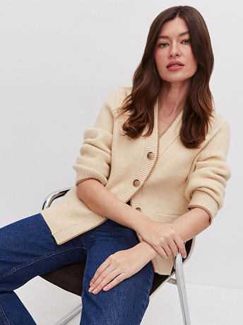 Кардиган из шерсти мериноса и мохера Амега