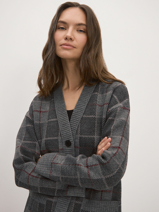 Горизонт кардиган трикотажный (серый меланж, 44-46)