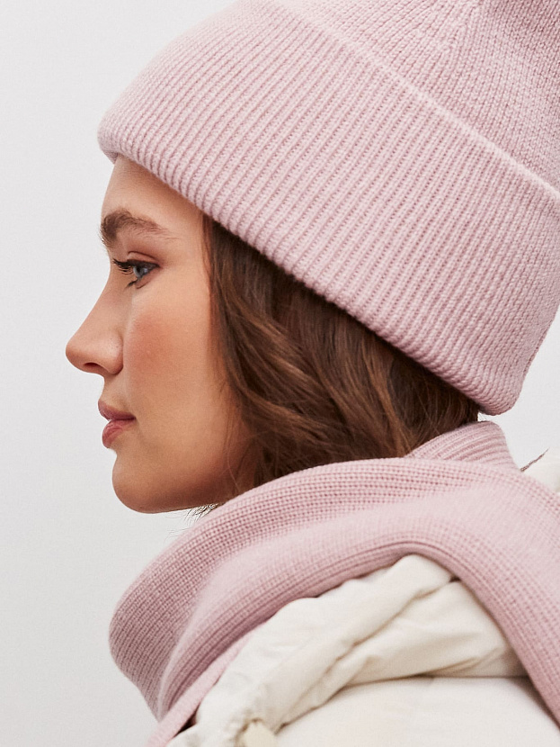 Ботаника комплект (шапка+шарф) трикотажный (светло-розовый, 56-58)