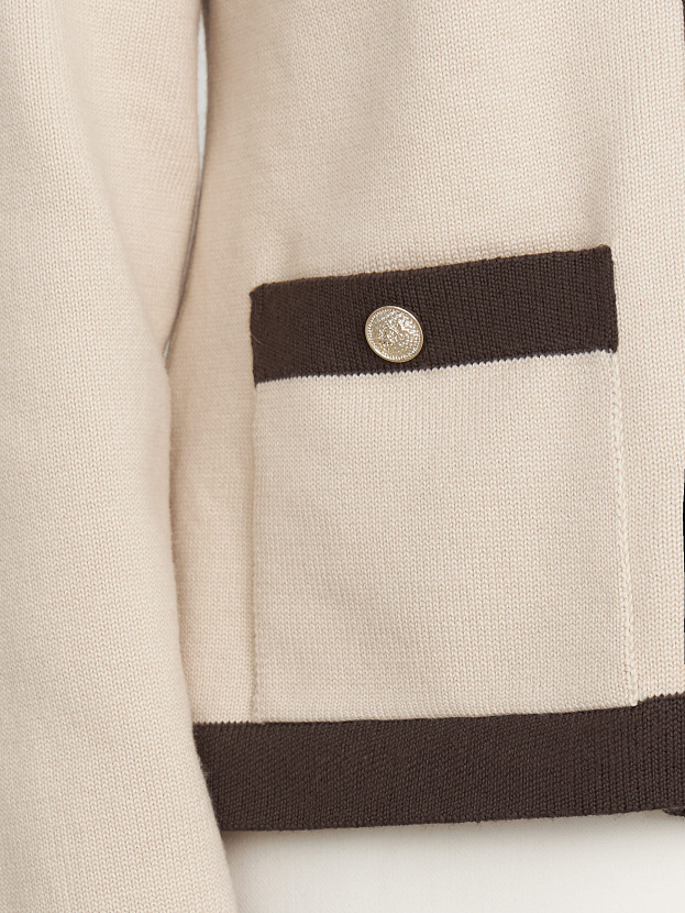 Гамма кардиган трикотажный (кремовый/кофейный, 44-46)