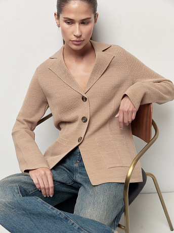 Жакет полуприталенный из шерсти мериноса Имбирь
