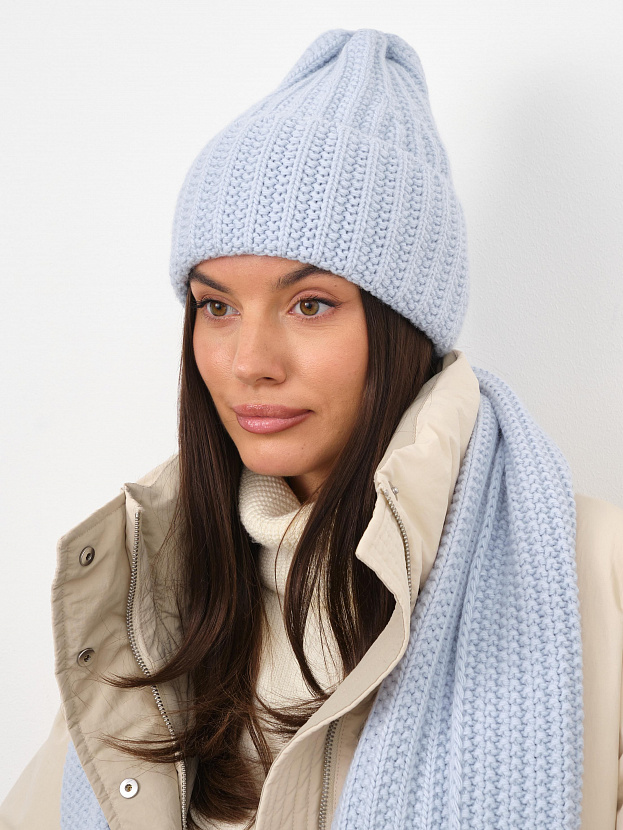 Черри комплект (шапка+ шарф) трикотажный (св.голубой, 56-58)