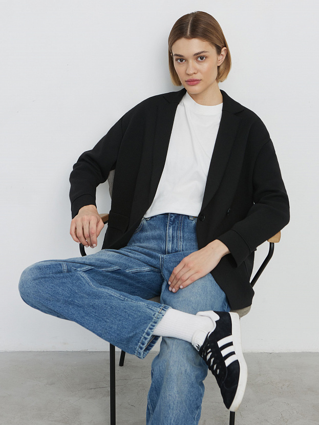 Монако пиджак трикотажный (черный, 44-46)