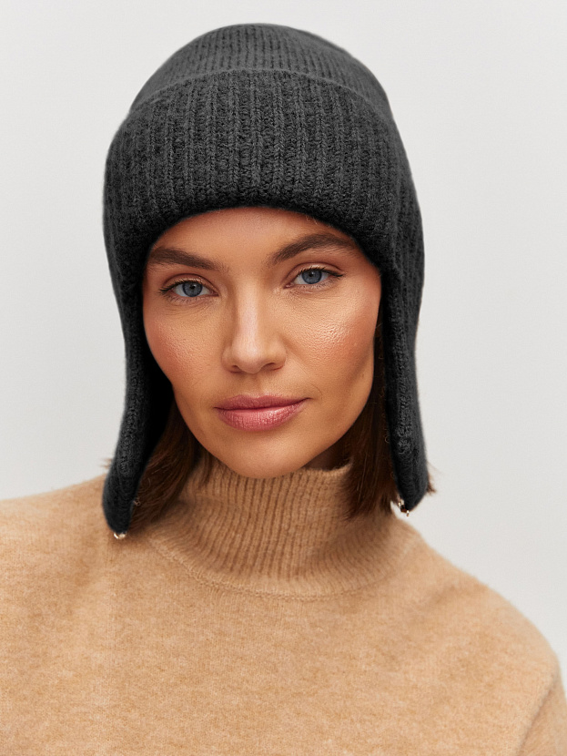 Онтарио шапка-ушанка трикотажная (черный, 56-58)