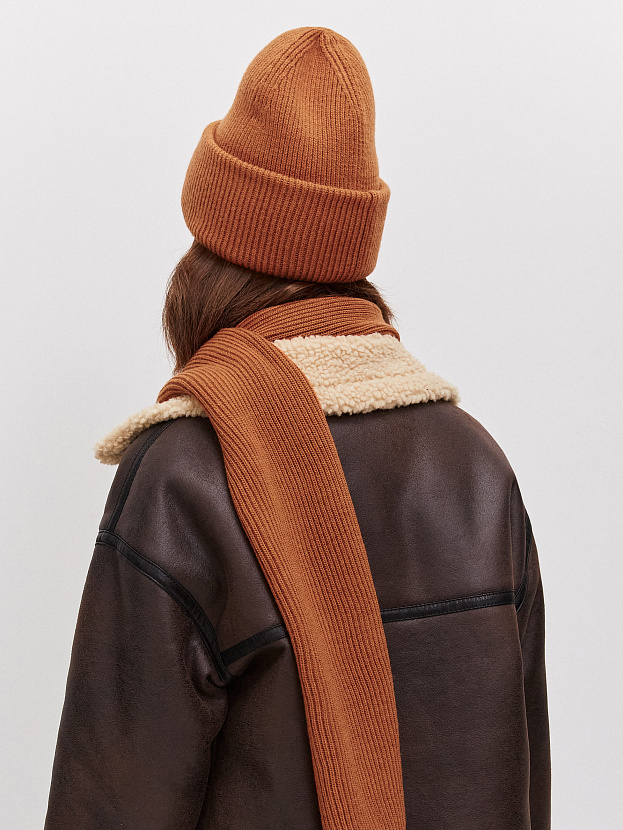 Ботаника комплект (шапка+шарф) трикотажный (терракотовый, 56-58)