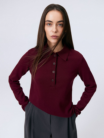 Джемпер поло из хлопка с вискозой Фреско