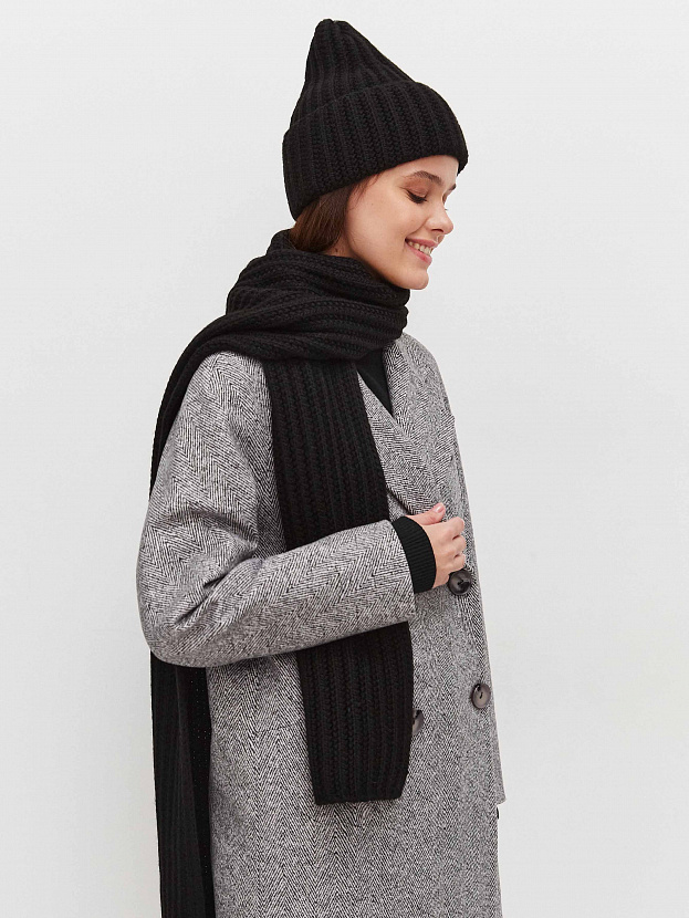 Черри комплект (шапка+ шарф) трикотажный (черный, 56-58)