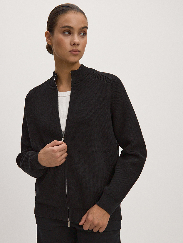 Денвер джемпер (бомбер) трикотажный (черный, 44-46)