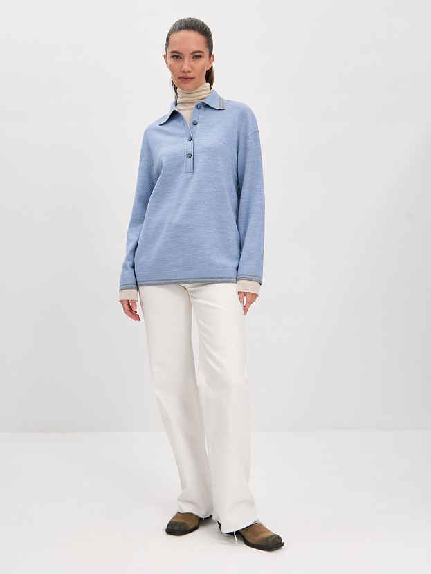 Скандинавия джемпер(поло) трикотажный (серо-голубой, 44-46)