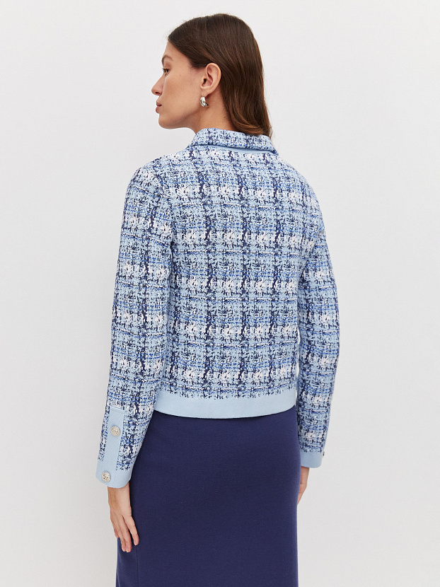 Шанель жакет трикотажный (голубой/синий, 46)