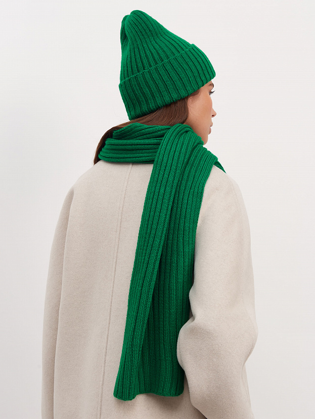Нуга комплект (шапка+ шарф) трикотажный (ярко-зеленый)