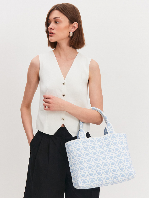 Сумка жаккардовая 2025-К01 (белый/голубой)