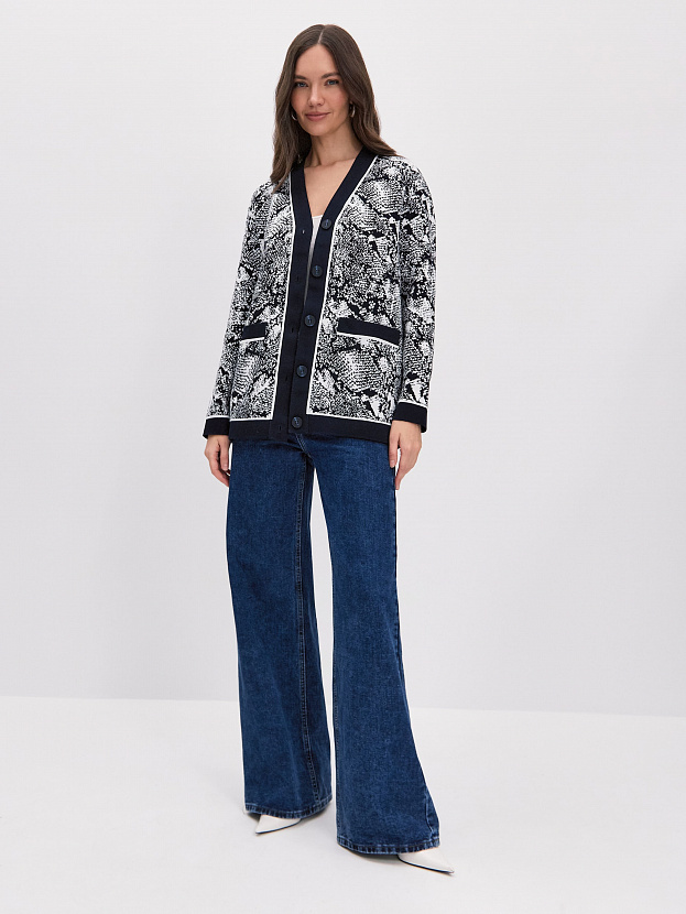 Сандро кардиган трикотажный (т.синий/белый, 44-46)