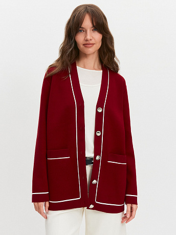 Кардиган с карманами из хлопка и вискозы Сара