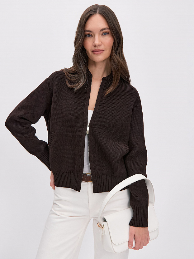 Честер джемпер (бомбер) трикотажный (темно-коричневый, 44-46)