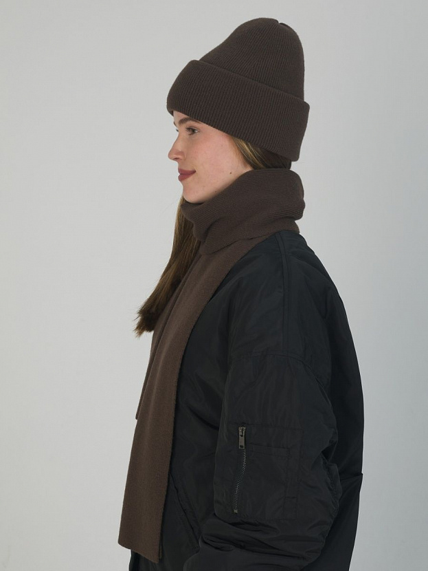 Квартет комплект (шапка+шарф) трикотажный (коричневый, 56-58)