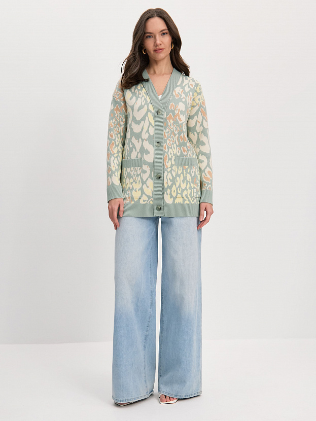 Гарда кардиган трикотажный (св.зеленый/кремовый, 44-46)