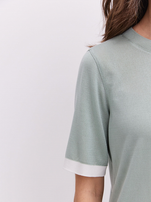 Адель джемпер (футболка) трикотажный (св.зеленый/белый, 44-46)