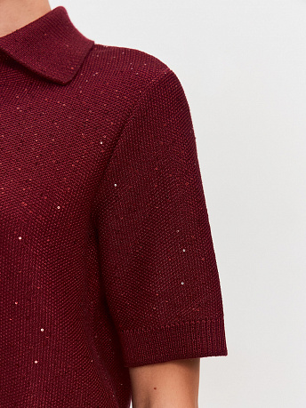 Поло с пайетками из хлопка и вискозы Айн