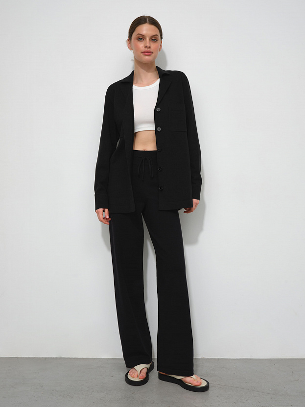 Палаццо брюки трикотажные (черный, 40-42/164-170)